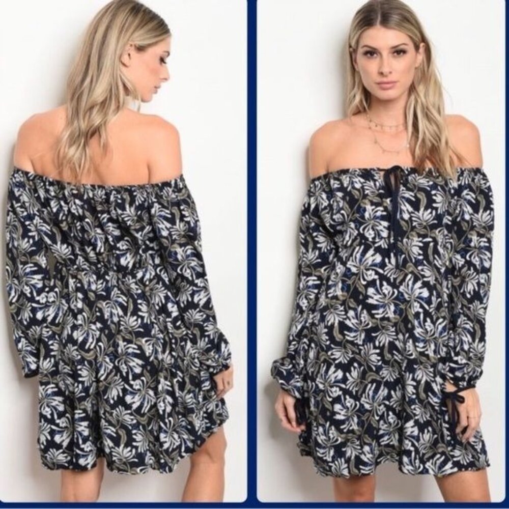 Floral Print Off Shoulder Dress